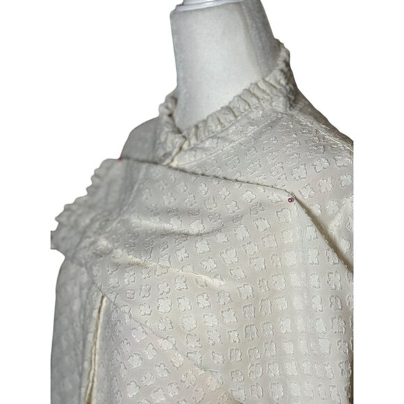 Banana Republic Womens Dillon Classic Fit Ruffle Collar Blouse M White Beach - Picture 5 of 12